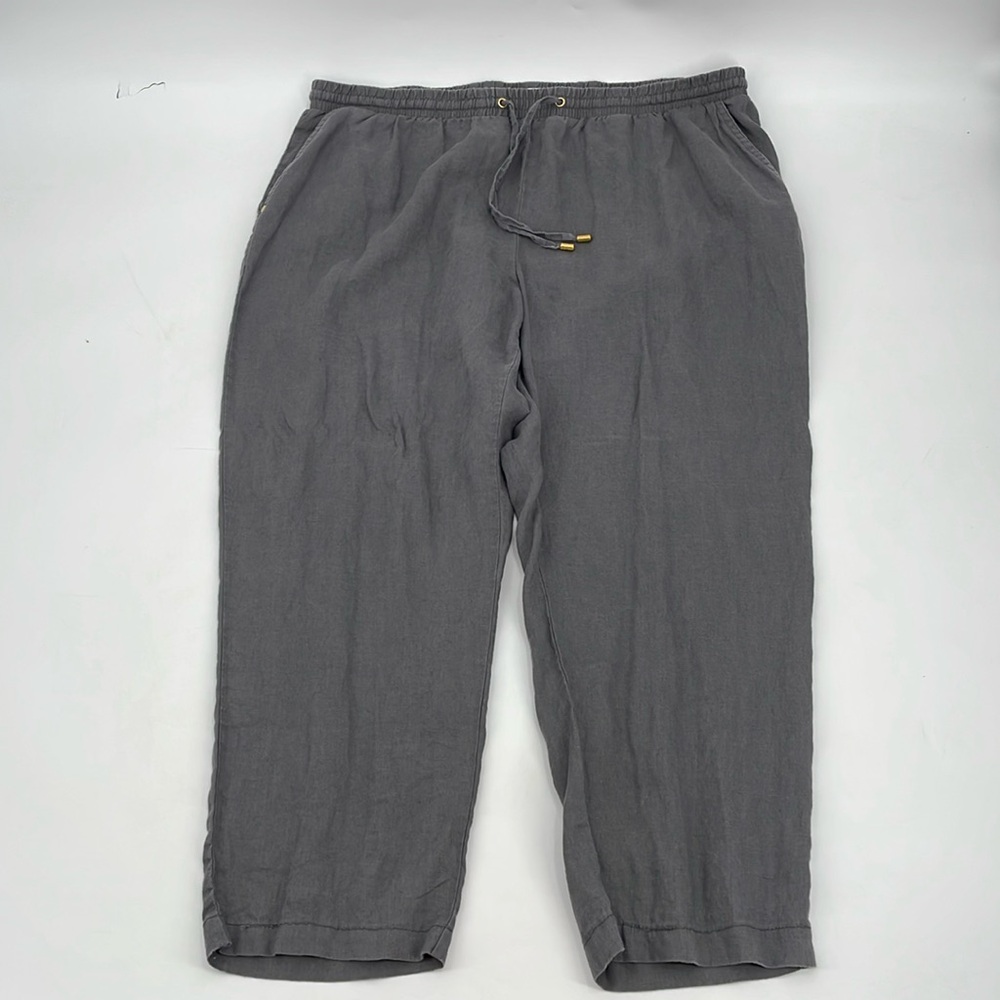 Ellen Tracy 100% Linen Gray Pants